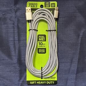 Gadget Gear 10 Foot 2.4 Amp Nylon Braided Micro USB Rapid Charge Cable- Gray